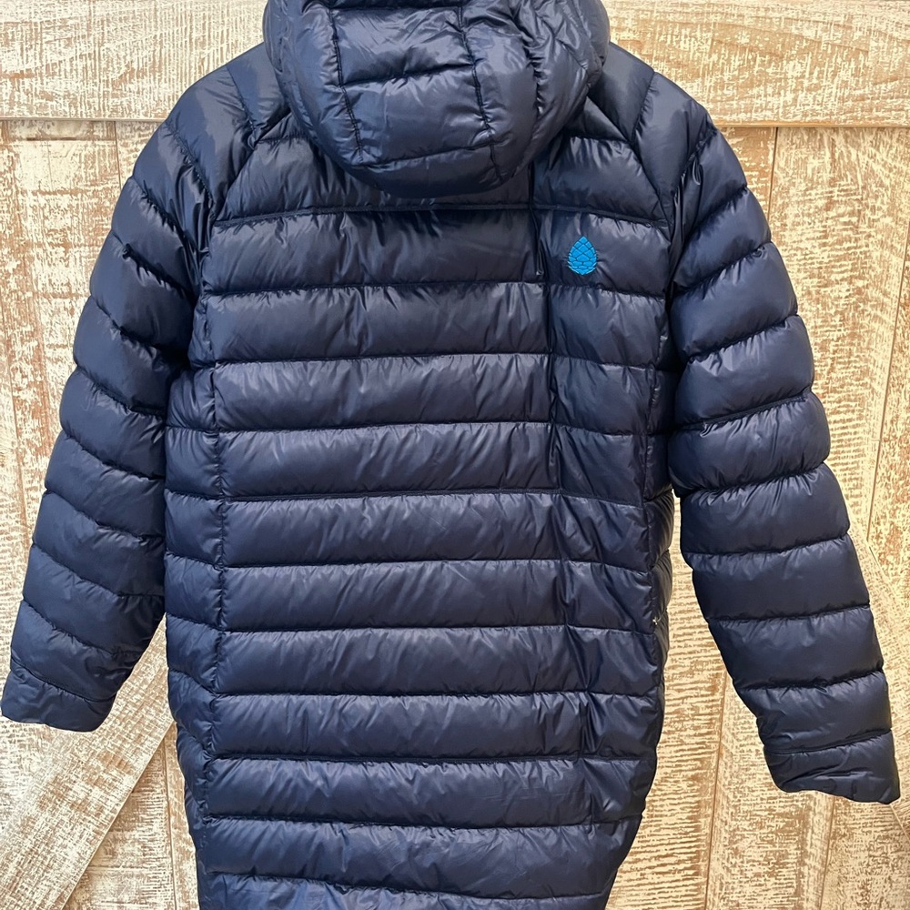 Stio Women’s Navy Hometown Hooded Long Down Jacket size XL - Picture 2 of 7